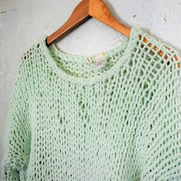 Anthropologie Moth Open Knit Sweater | Soft Mint Spring Layer - Picture 3 of 9